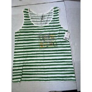 NEW Tommy Hilfiger ￼women's tank top sleeveless white green stripe